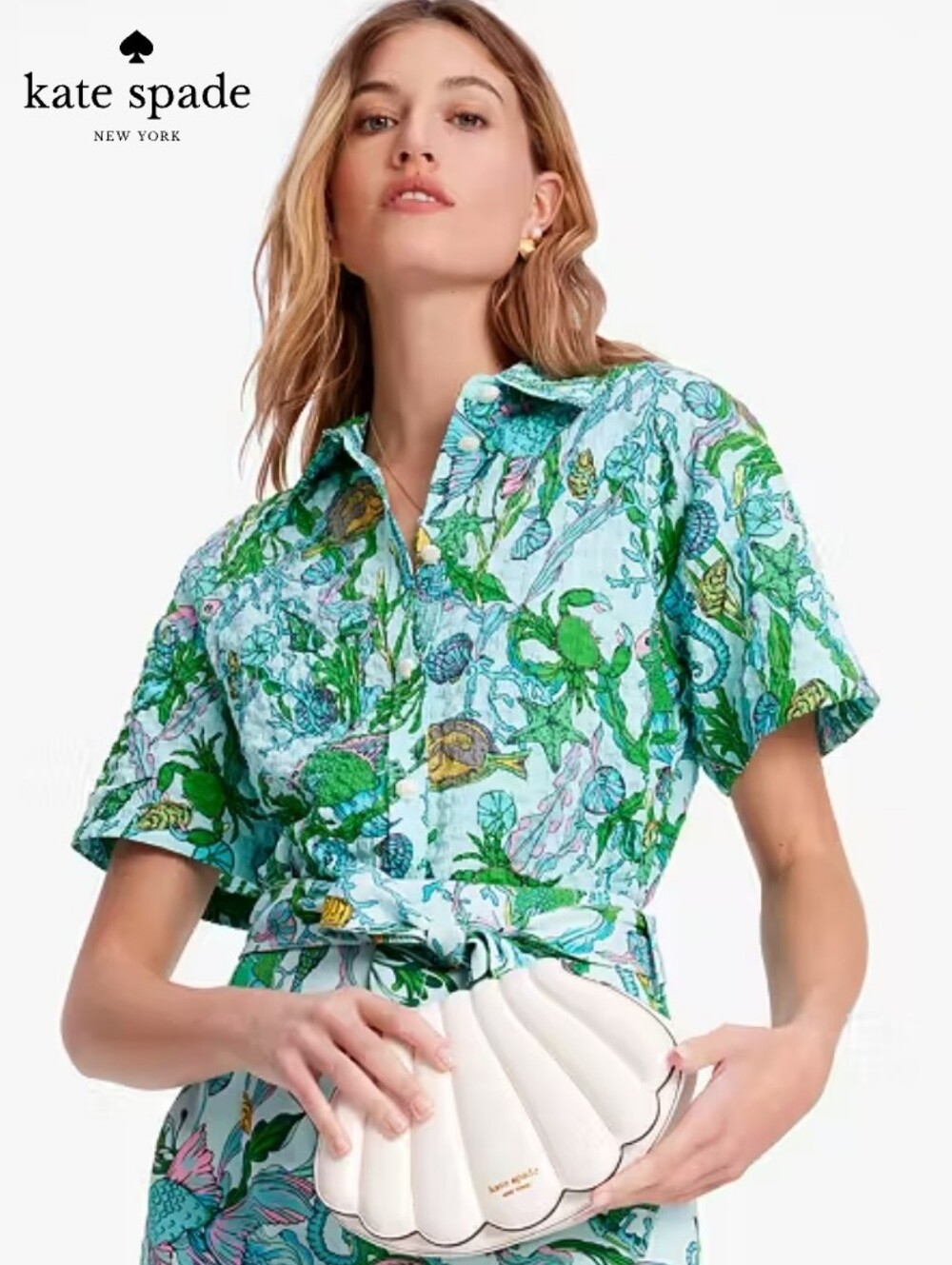 Kate Spade Under the Sea Button Down Top NEW Size XS